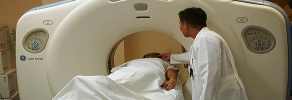 Patient in a CT scan 